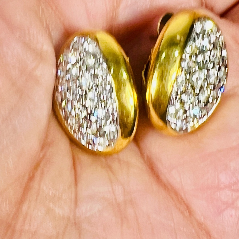 Gold and Silver Austrian Crystal Oval Earrings
